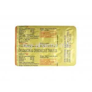 Ojen OZ, Ofloxacin and Ornidazole tablets back