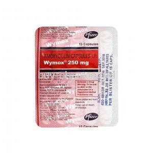Wymox, Amoxicillin 250mg capsules back