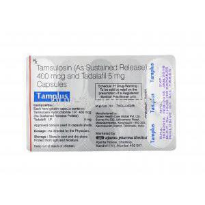 Tamplus, Tamsulosin and Finasteride capsules back