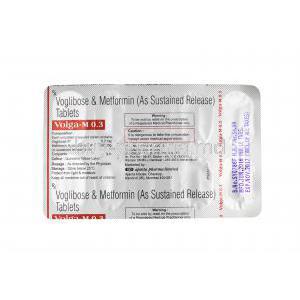 Volga M, Metformin and Voglibose 0.3mg tablets back