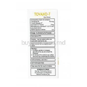 Tovaxo-T Eye Drop, Timolol and Travoprost direction