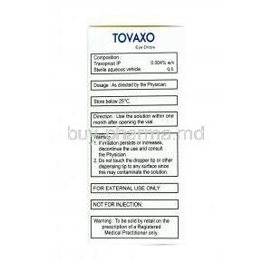 Tovaxo Eye Drop, Travoprost direction