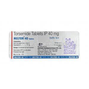 Meltor, Torasemide tablets back