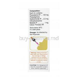 Sinarest Oral Drops, Chlorpheniramine, Paracetamol and Phenylephrine dosage
