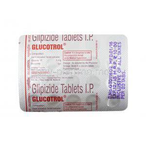 Glucotrol, Glipizide tablets back