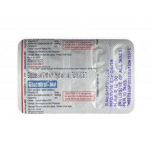 Glucotrol MF, Glipizide and Metformin tablets back
