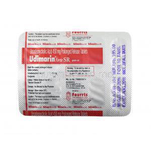 Udimarin Forte, Ursodeoxycholic Acid tablets back