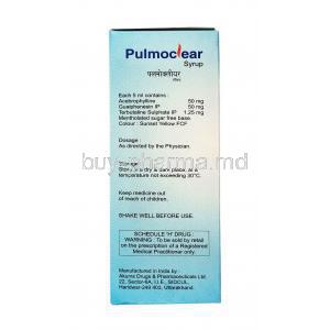 Pulmoclear Syrup, Terbutaline,  Acebrophylline and Guaifenesin dosage