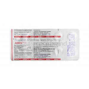 Jubira F, Fenofibrate and Rosuvastatin 5mg tablets back