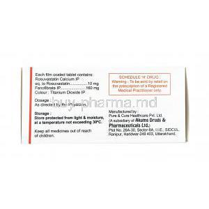 Jubira F, Fenofibrate and Rosuvastatin 10mg manufacturer