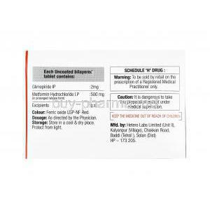 Jubiglim M, Glimepiride and Metformin 2mg-500mg manufacturer