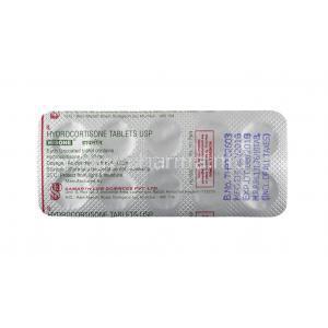 Hisone, Hydrocortisone 20mg tablets back