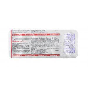 Evimeto, Metoprolol tablets back