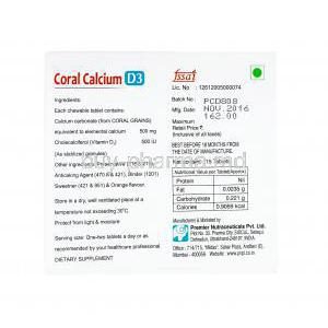 Coral Calcium D3, Calcium and Vitamin D3 manufacturer