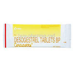 Desogestrel Tablet SP, Cerazette, MSD, Sachet front presentation