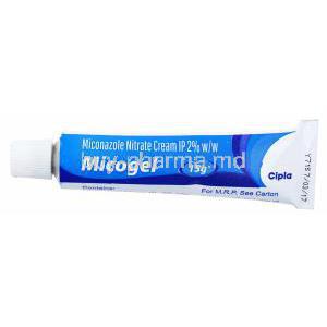 Micogel Cream, Miconazole , tube front presentation