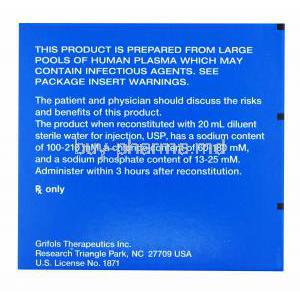 Prolastin-C, Alpha-Proteinase Inhibitor (Human) box side presentation with warning label