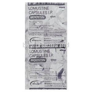Moostin, Generic CeeNU, Lomustine 40 mg packaging