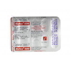 Nufex, Cefalexin 500mg tablets back