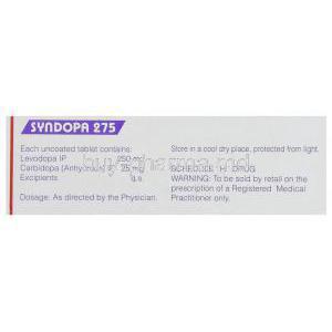Syndopa, Generic Sinemet, Carbidopa /Levodopa Tablet  composition