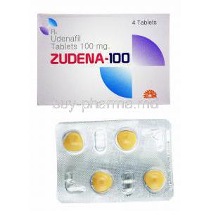 Generic Zydena, Udenafil 100mg 4 tab, box  and blister pack