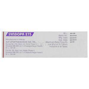Syndopa, Generic Sinemet, Carbidopa /Levodopa Tablet  maufacturer