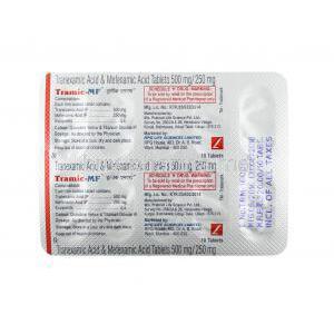 Tramic MF, Tranexamic Acid and Mefenamic Acid tablets back