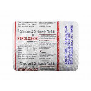 Strox OZ, Ofloxacin and Ornidazole tablets back