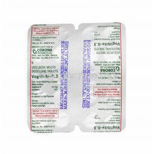 Voglibite, Voglibose 0.3mg tablets back