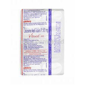 Viltacef, Cefuroxime tablets back