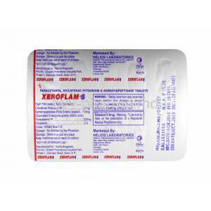 Xeroflam S, Diclofenac, Paracetamol and Serratiopeptidase tablets back