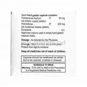 Ace Xerofla R, Aceclofenac and Rabeprazole composition