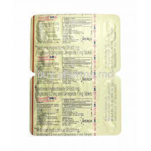 Starvog GM, Glimepiride, Metformin and Voglibose 1mg tablets back