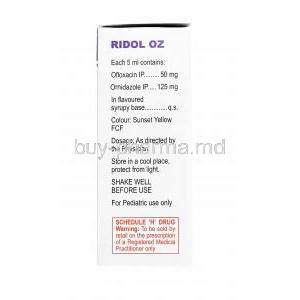 Ridol OZ Suspension, Ofloxacin and Ornidazole composition