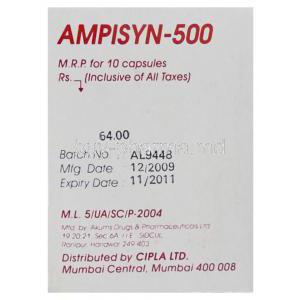 Ampisyn, Generic Omnipen, Ampicillin 500 mg Capsule (Cipla) Manufacturer