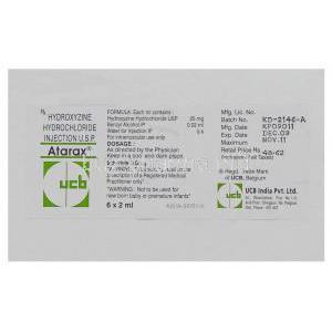 Atarax, Hydroxyzine Injection Packaging