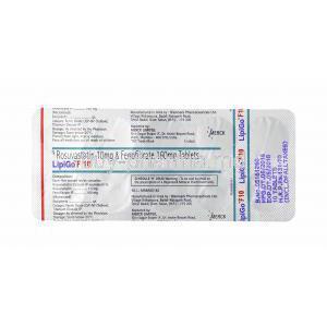 Lipigo F, Fenofibrate and Rosuvastatin 10mg tablets back