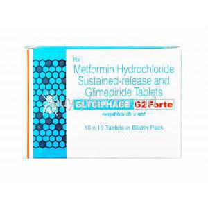 Glyciphage G, Glimepiride and Metformin 2mg Forte box