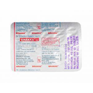 Brakke, Ofloxacin and Ornidazole tablets back