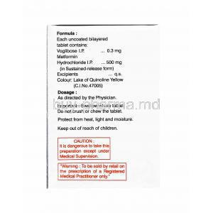 Voliphage-M, Metformin and Voglibose 0.3mg composition