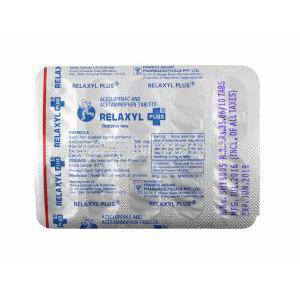 Relaxyl Plus, Diclofenac and Paracetamol tablets back