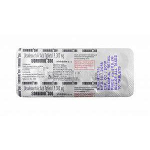 Sorbidiol, Ursodeoxycholic Acid 300mg tablets back