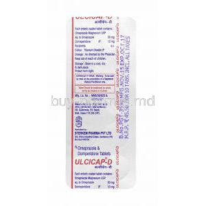 Ulcicap D, Domperidone and Omeprazole tablets back
