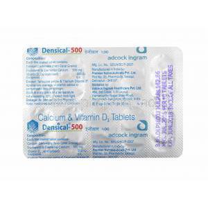 Densical, Calcium Carbonate and Vitamin D3 tablets back