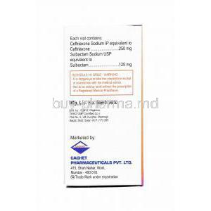 Traxol S Injection, Ceftriaxone and Sulbactam manufacturer