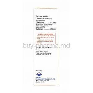 Traxol S Injection, Ceftriaxone and Sulbactam 750mg manufacturer
