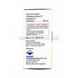 Traxol Injection, Ceftriaxone 500mg manufacturer