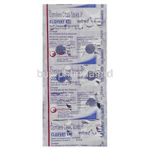 Generic  Clomid, Clomiphene 50 mg Tablet packaging