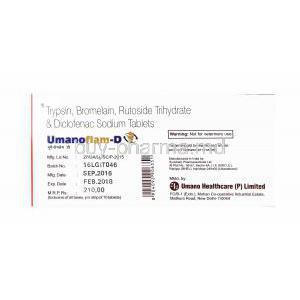 Umanoflam D, Trypsin, Bromelain, Rutoside and Diclofenac manufacturer
