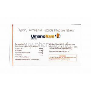 Umanoflam, Trypsin, Bromelain and Rutoside Trihydrate composition